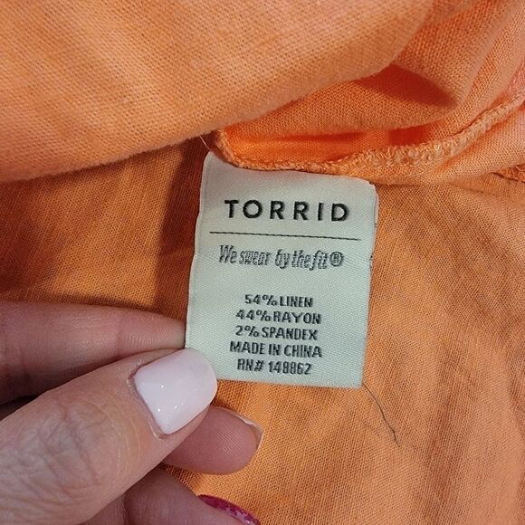 Torrid ORANGE PEACH LINEN HOODED ANORAKDETAILS - Picture 9 of 10